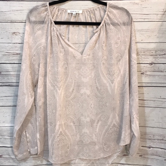 Rose & Olive Tops - Rose + Olive sheer flowy blouse (E12